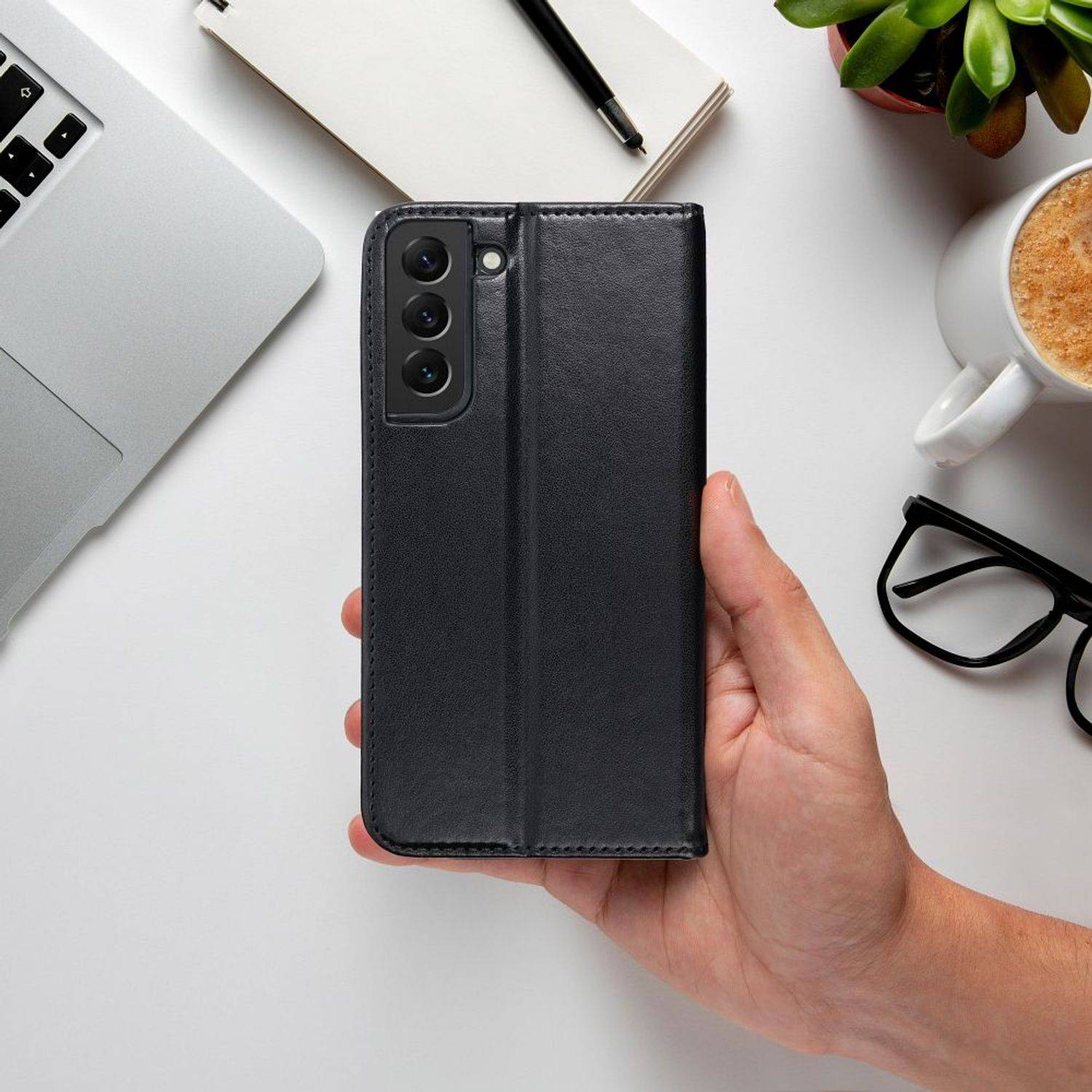 Hülle kompatibel mit Samsung Galaxy S23 Plus Kunstleder Handyhülle - Handy Case Schwarz