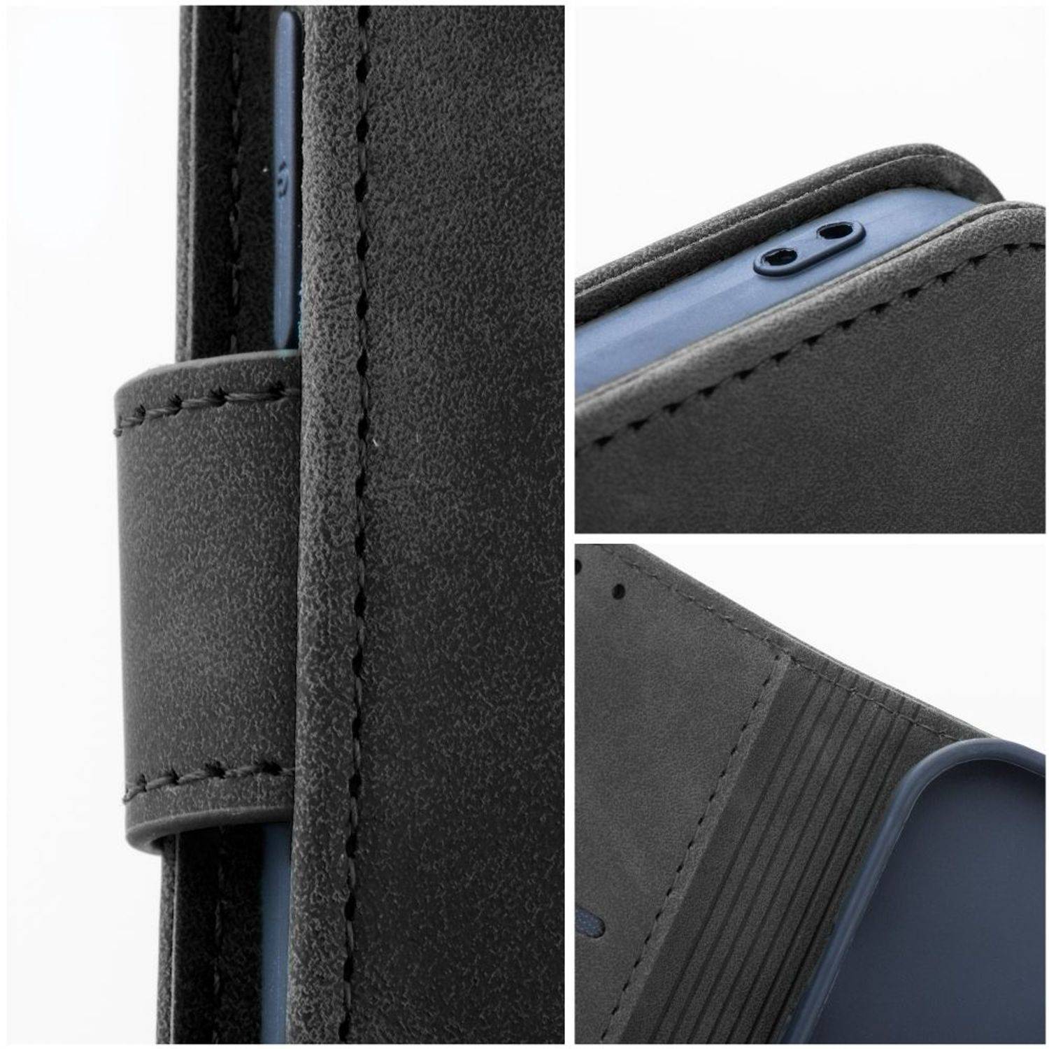 Hülle kompatibel mit Samsung Galaxy S23 Plus Kunstleder Handyhülle - Handy Case Schwarz