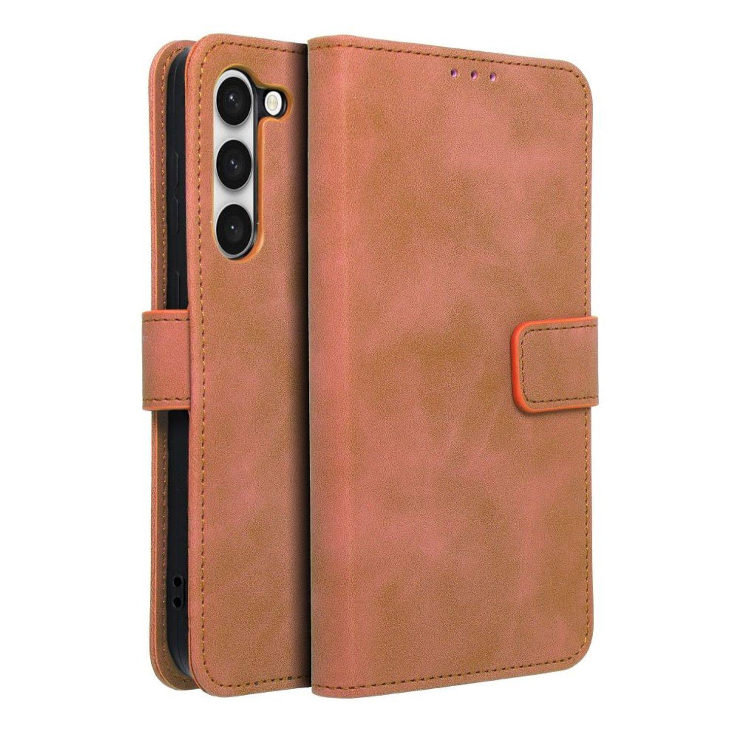 Hülle kompatibel mit Samsung Galaxy S23 Ultra Kunstleder Handyhülle - Handy Case Braun