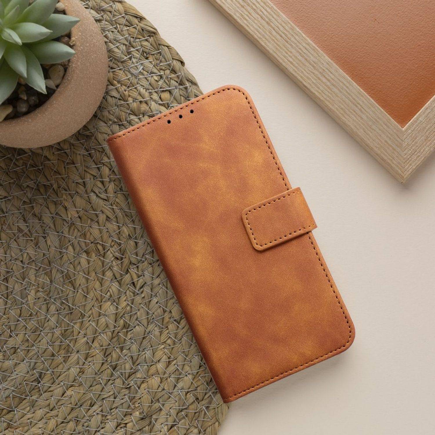 Hülle kompatibel mit Samsung Galaxy S23 Ultra Kunstleder Handyhülle - Handy Case Braun
