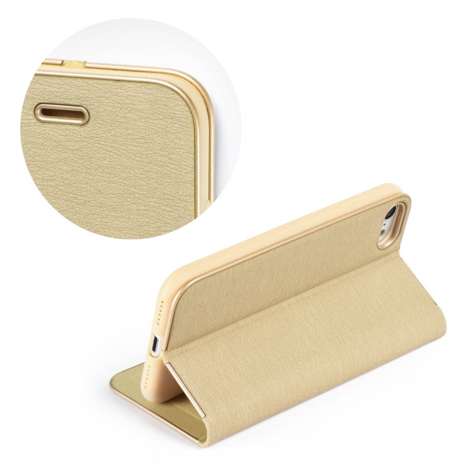 Hülle kompatibel mit Samsung Galaxy A22 5G Kunstleder Handyhülle - Handy Case Gold