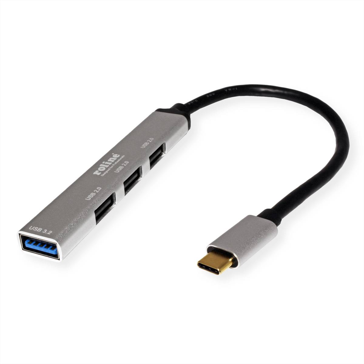 ROLINE USB 3.2 Gen 1 Hub, 4fach, Typ C Anschlusskabel