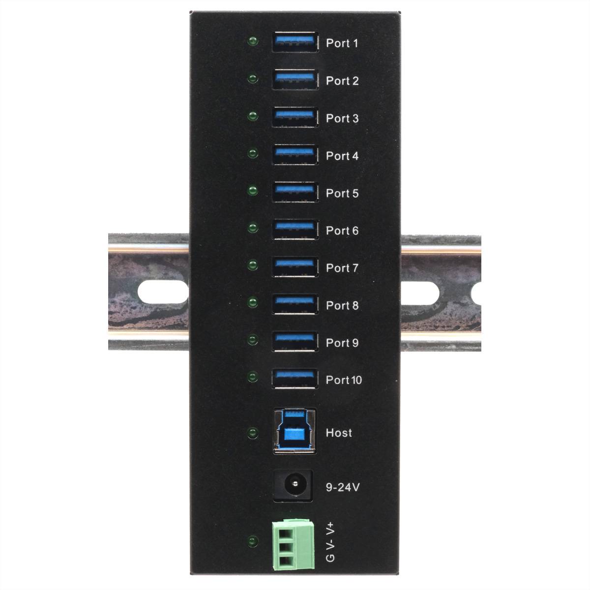 EXSYS EX-11230HMS 10 Port USB 3.2 Gen 1 HUB Din-Rail Kit und Wand VIA VL811+ Chipset
