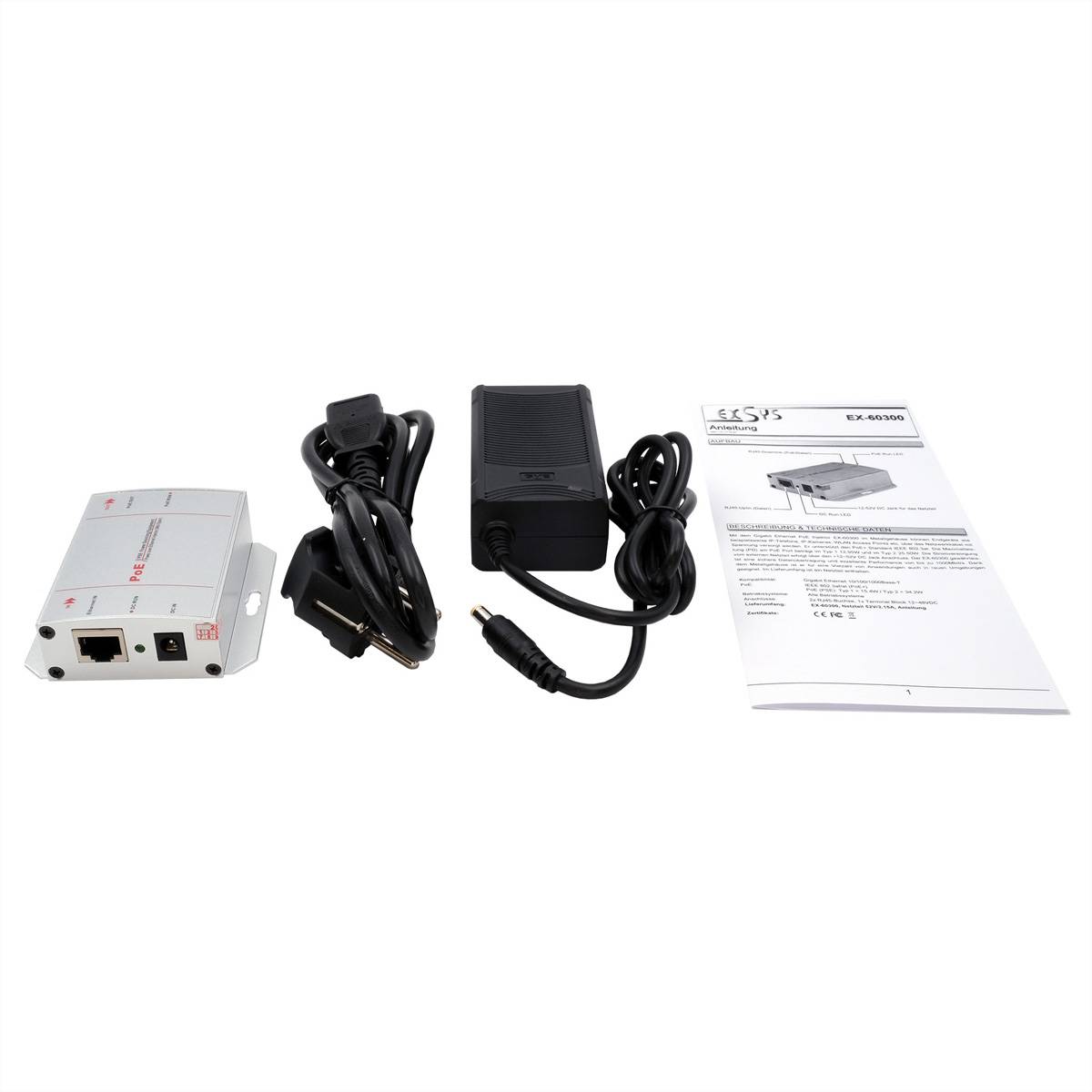 EXSYS EX-60300 PoE+ Gigabit Injektor 30W