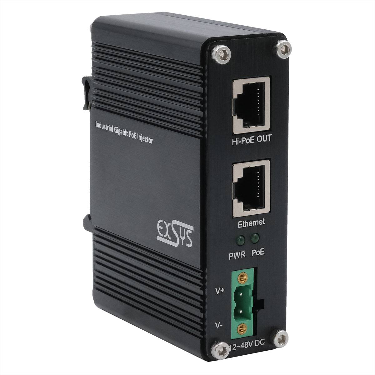 EXSYS PoE++ Gigabit Injektor 60W, -40°C bis +80°C, Gigabit Ethernet, 10,100,1000 Mbit/s, 10/100/1000, IEEE 802.3af, IEEE