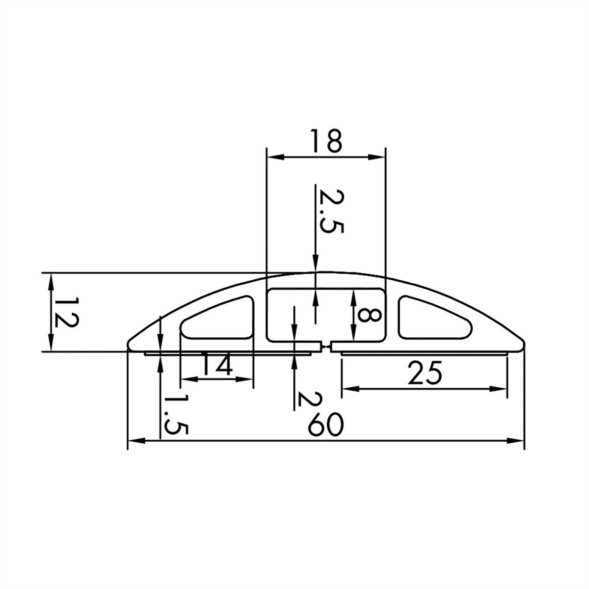 ROLINE Kabelkanal TPE Flex, 60 mm, schwarz, 1,8 m