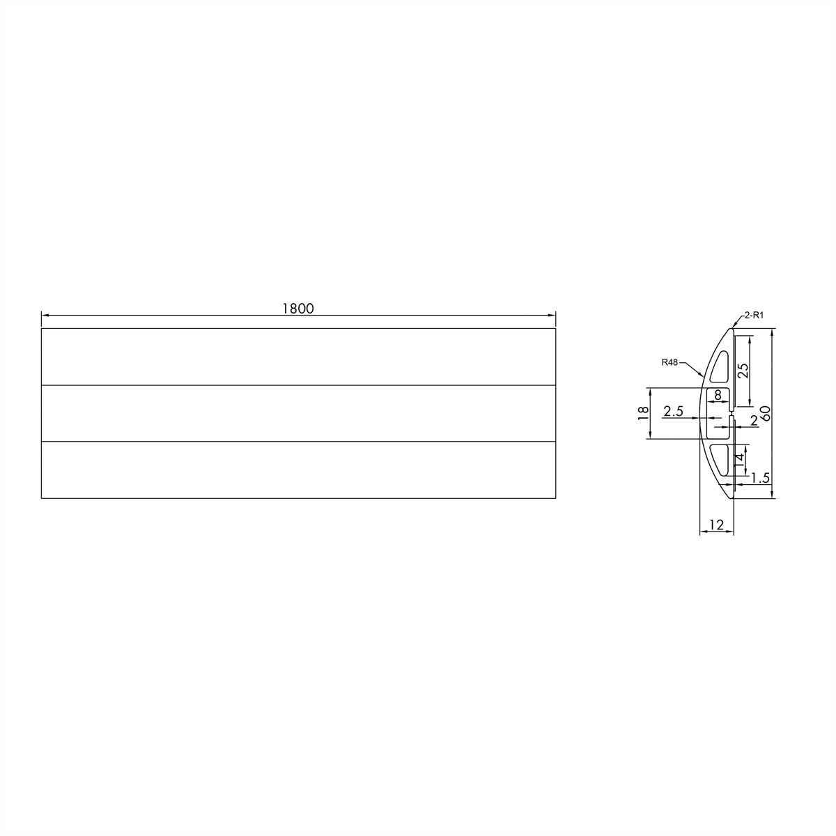 ROLINE Kabelkanal TPE Flex, 60 mm, schwarz, 1,8 m