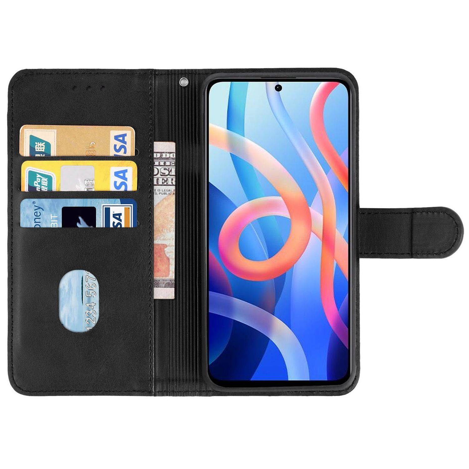 Hülle kompatibel mit Xiaomi Redmi Note 11 5G / Poco M4 Pro 5G Kunstleder Handyhülle - Handy Case Schwarz
