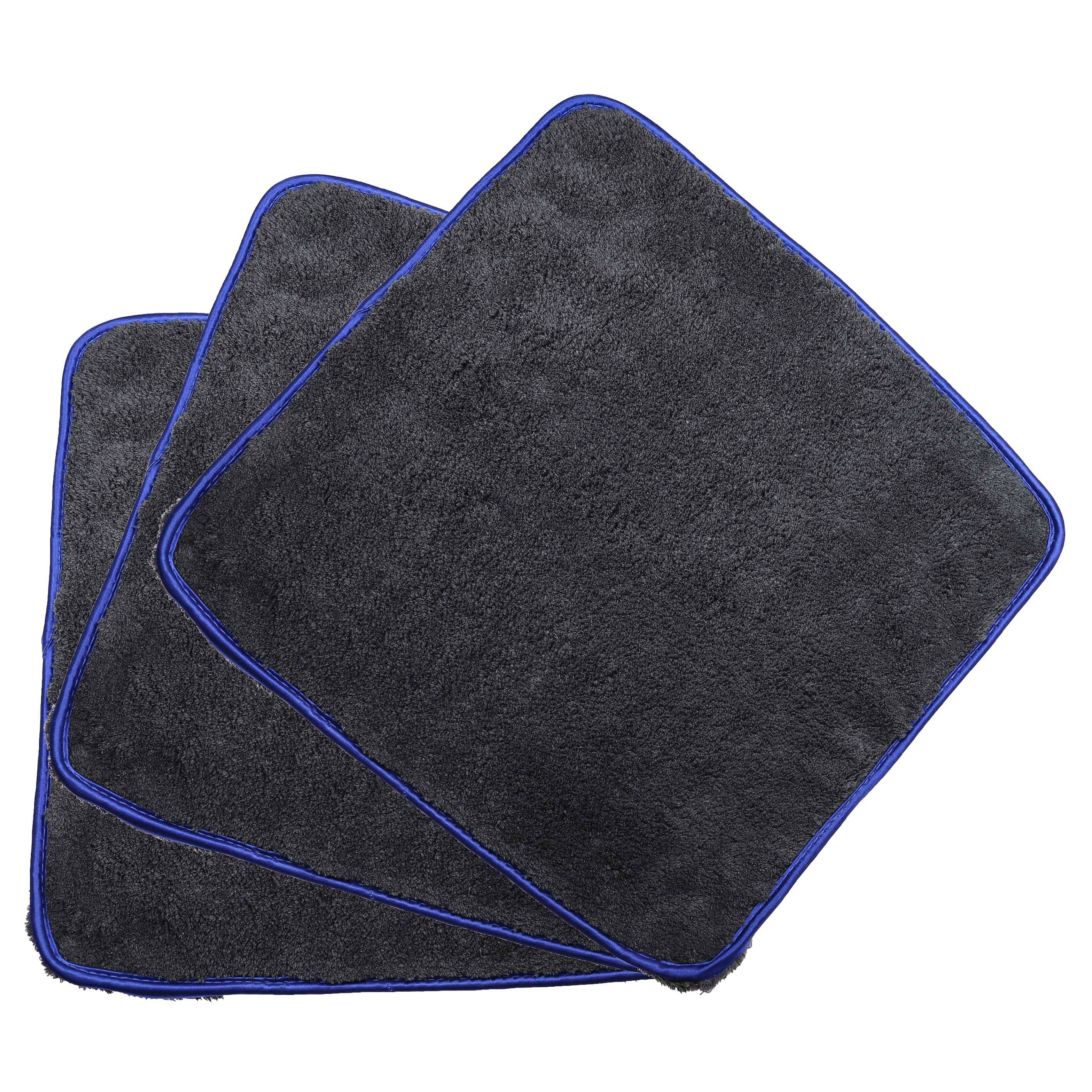 vhbw 3x Pflegetuch für Auto, Motorrad - Mikrofasertücher 42 x 22 cm, Waschbar, Wiederverwendbar Schwarz Blau