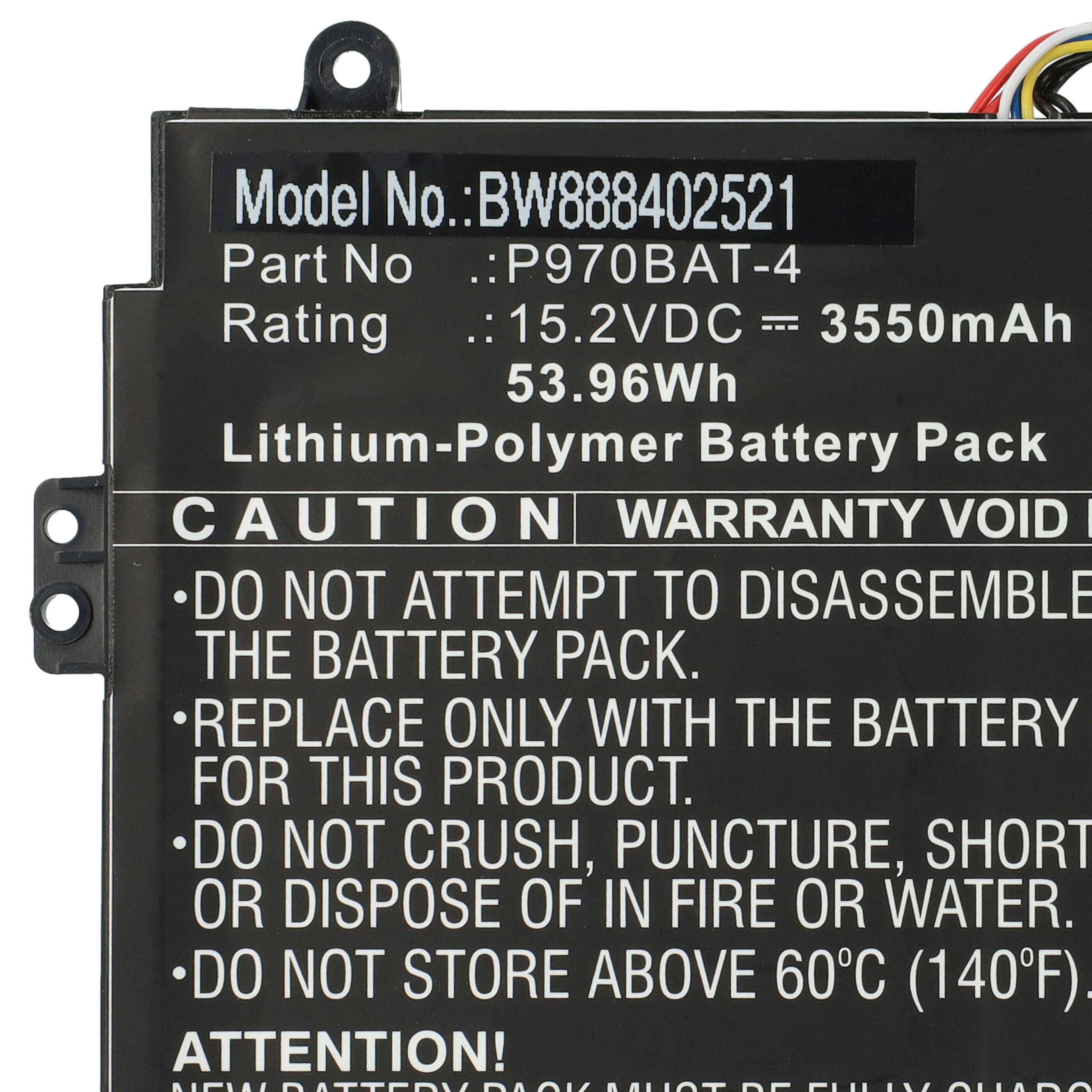 vhbw Akku kompatibel mit Mifcom SG7 Premium (P970RF) (ID 10326), RTX 2070 (P970RF) Notebook (3550 mAh, 15,2 V, Li-Polymer)
