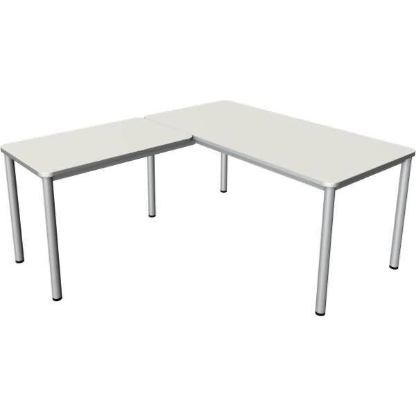 Schreibtisch + Anbautisch Prime 160x80/100x60cm weiß