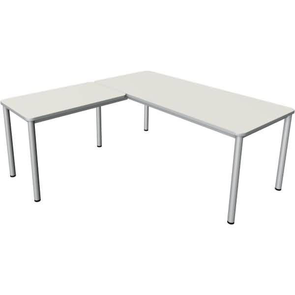 Schreibtisch + Anbautisch Prime 180x80/100x60cm weiß