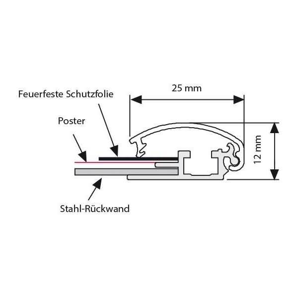 FireProtection-Klapprahmen 25mm Gehrung A3 silber