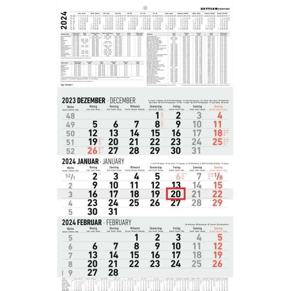 3-Monatskalender 30x48cm 2024