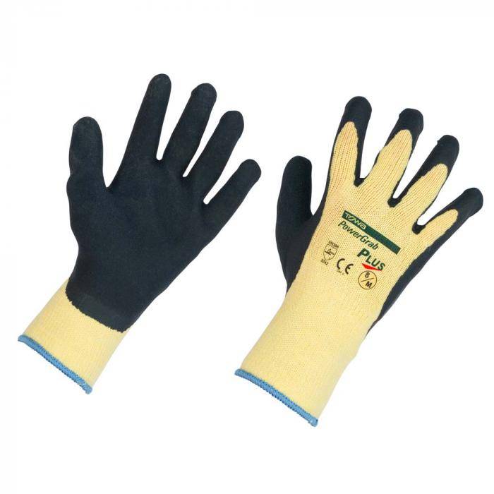 Handschuh PowerGrab Plus - Polyester / Baumwolle - grau / gelb - Größe 8 / M