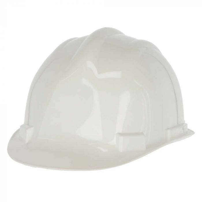 Schutzhelm - 6-Punkt Aufhängung - Polypropylen - mit Schweißband und verstellbarem Kopfband - weiß