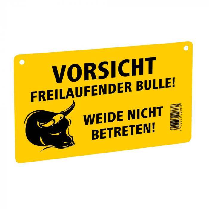 Warnschild - Kunststoff - einseitig bedruckt - Vorsicht freilaufender Bulle!