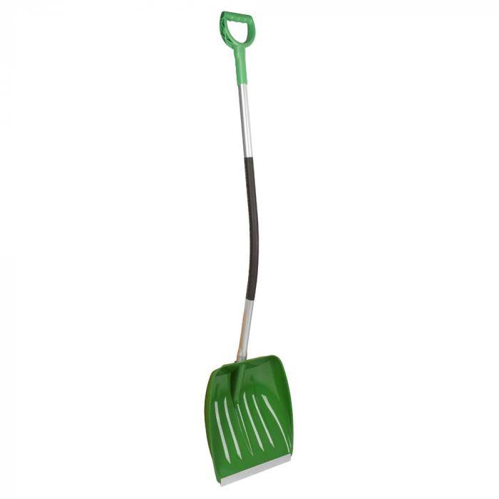 Schnee- und Getreideschaufel - Kunststoff - mit Stoßkante - Aluminiumstiel - Länge 42 cm - Breite 40 cm - grün