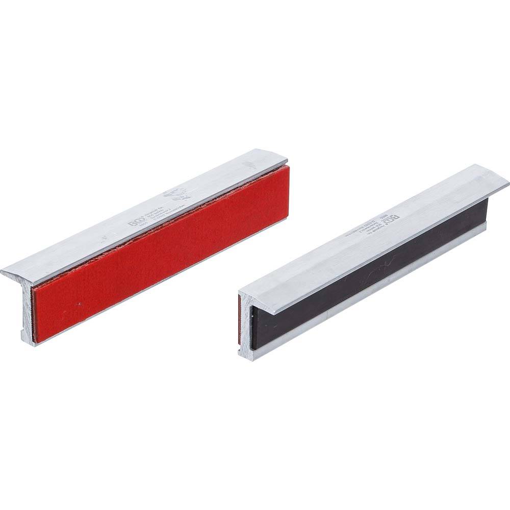 Schraubstockschutzbacken - Breite 150 mm - Material Aluminium - Ausführung mit Kunststoffeinlage (rot)