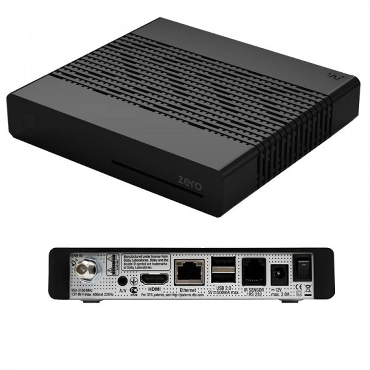 VU+ ZERO Black Digital Sat TV Receiver 1x DVB-S2 Tuner SAT Linux FullHD HDMI 2x USB, 12V externe Netzteil mit Wlan-Stick 150 Mbits