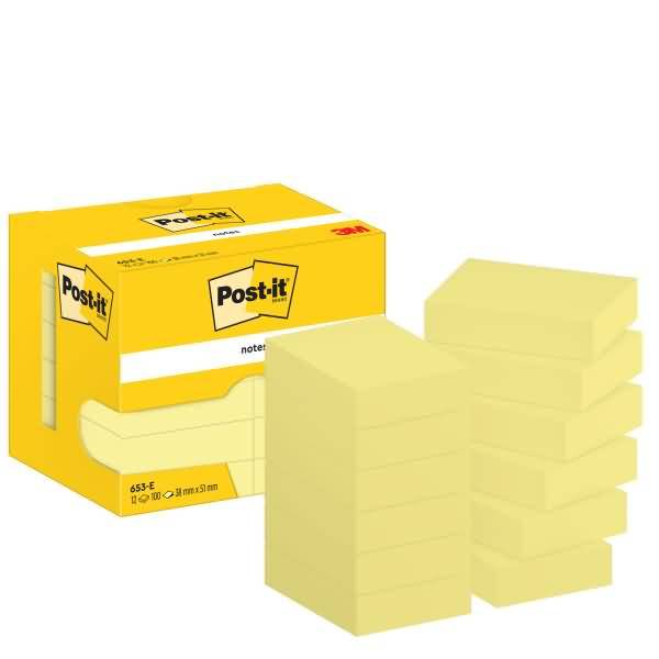 Haftnotiz Notes 653E 38x51mm gelb 12x100 Blatt