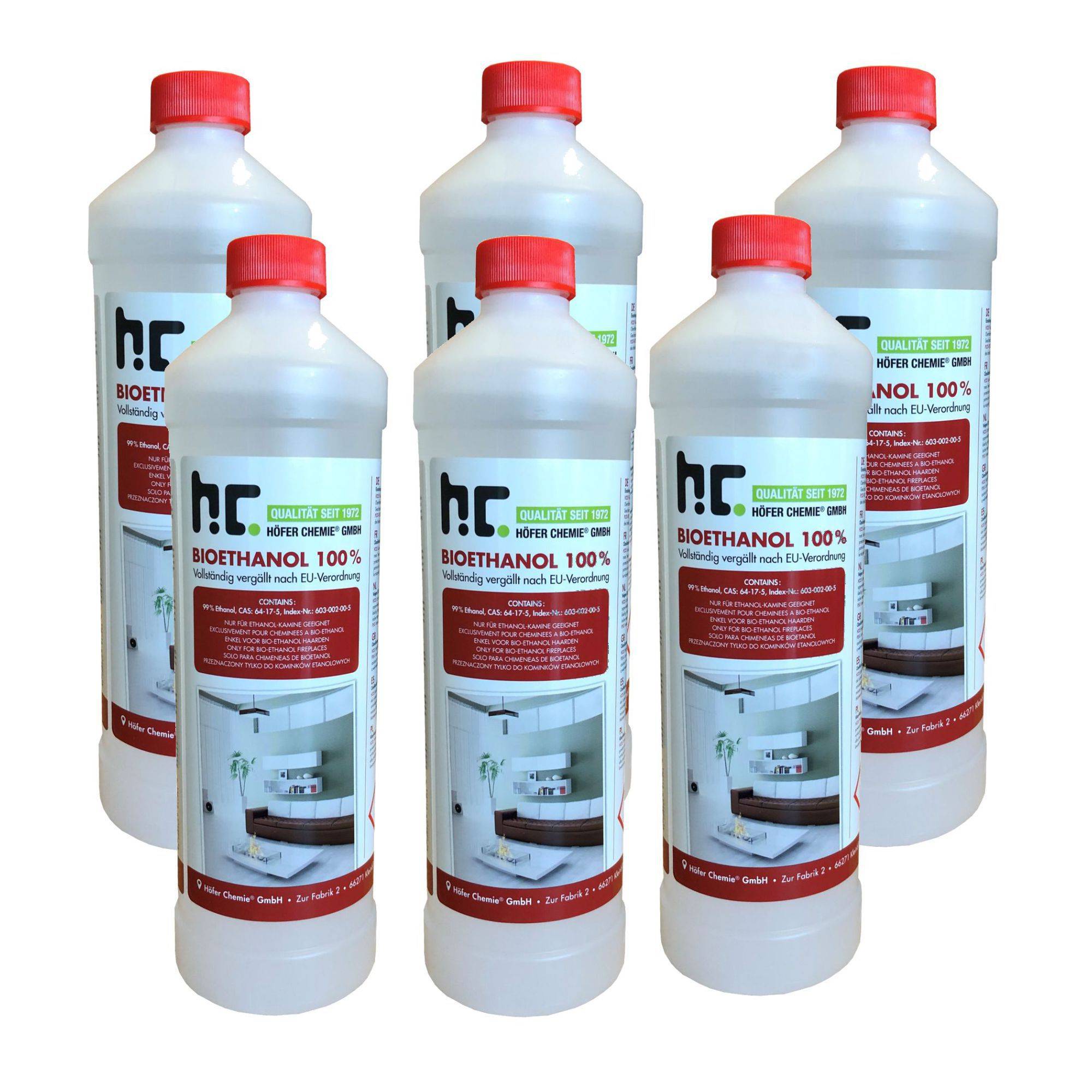 Höfer-Chemie' Bioethanol / Karton a 6 x 1,0 l Flaschen