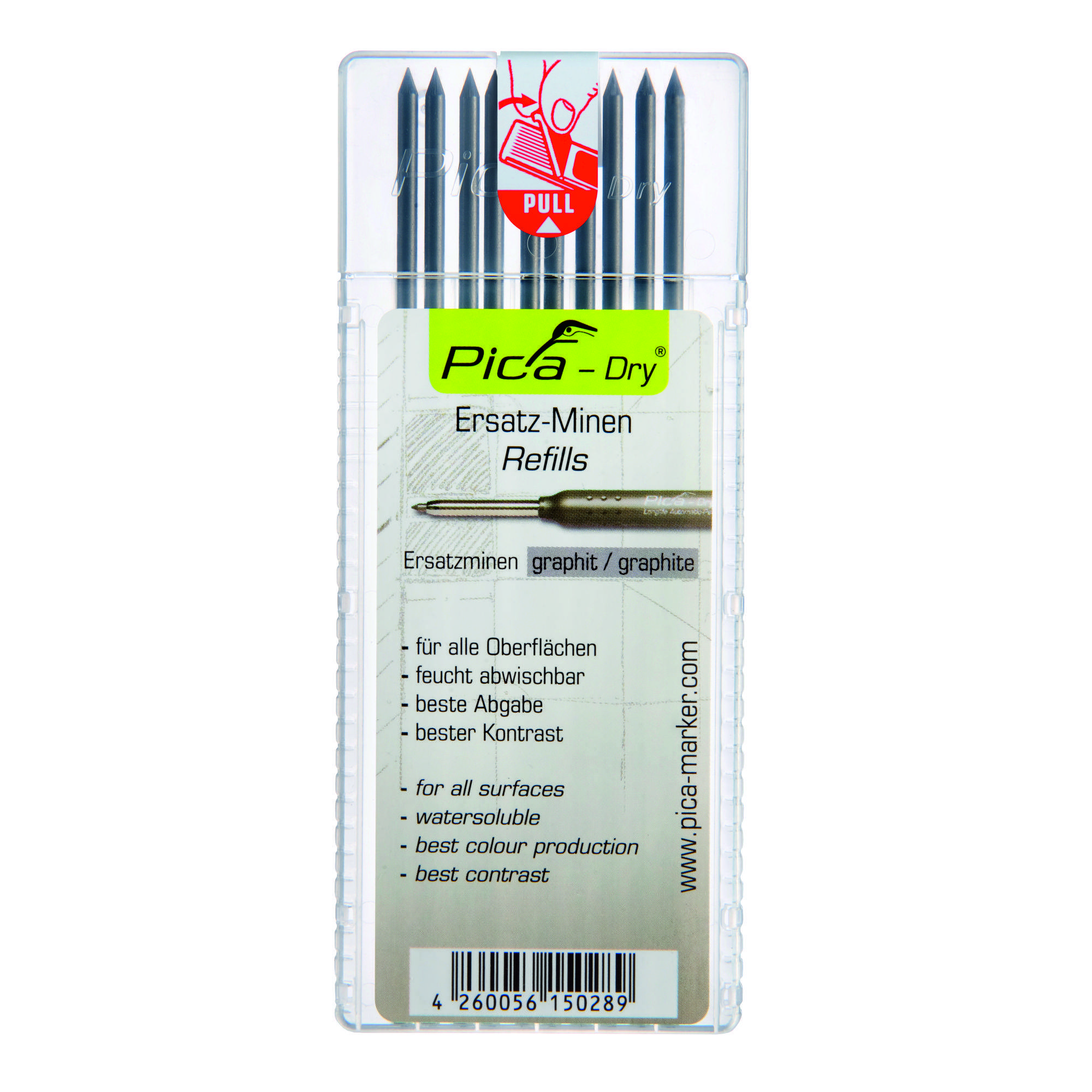 Ersatzminen 'PICA®-DRY' wasserlöslich, Graphit / Pack a 10 Stück