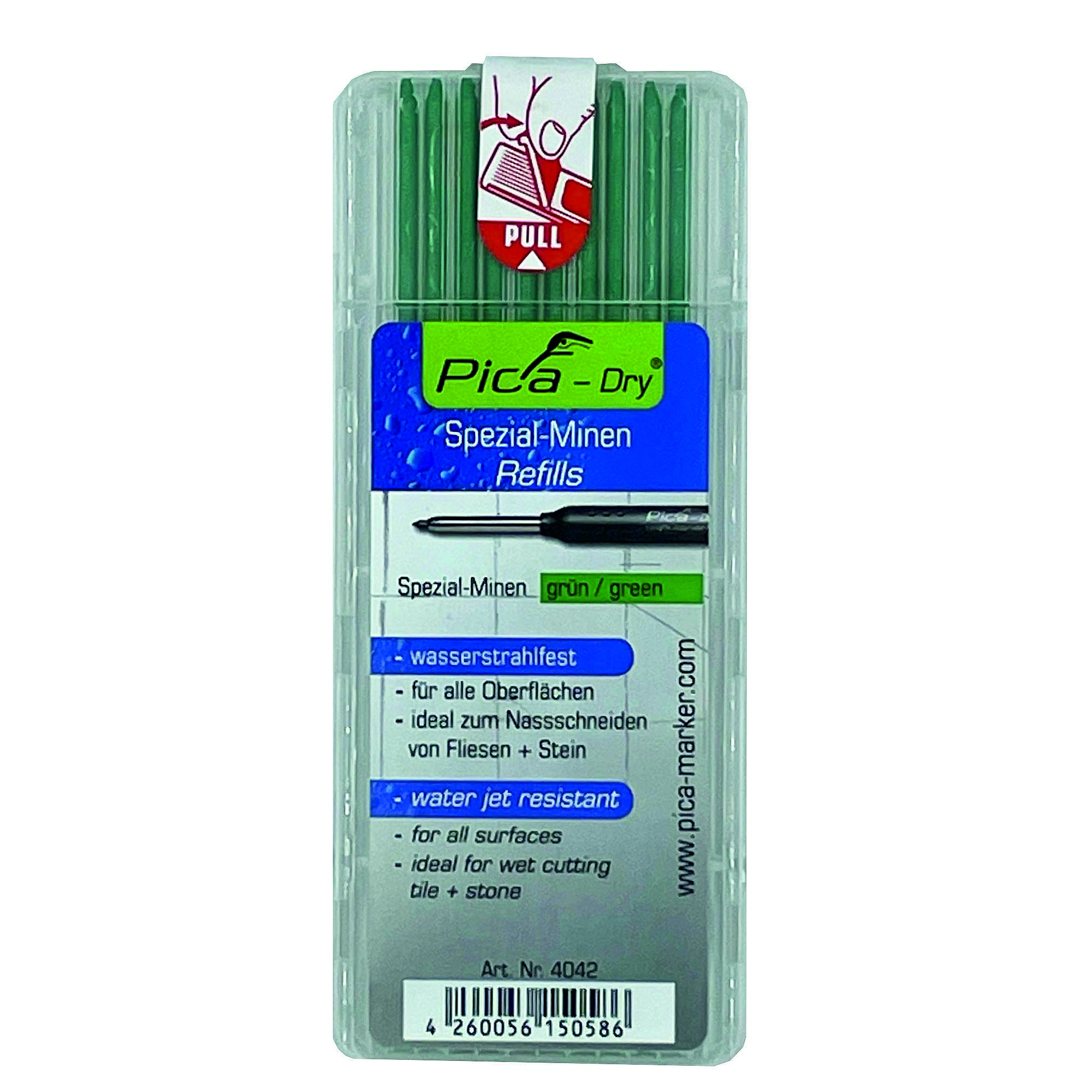 Ersatzminen 'PICA®-DRY' wasserstrahlfest, Grün / Pack a 10 Stück
