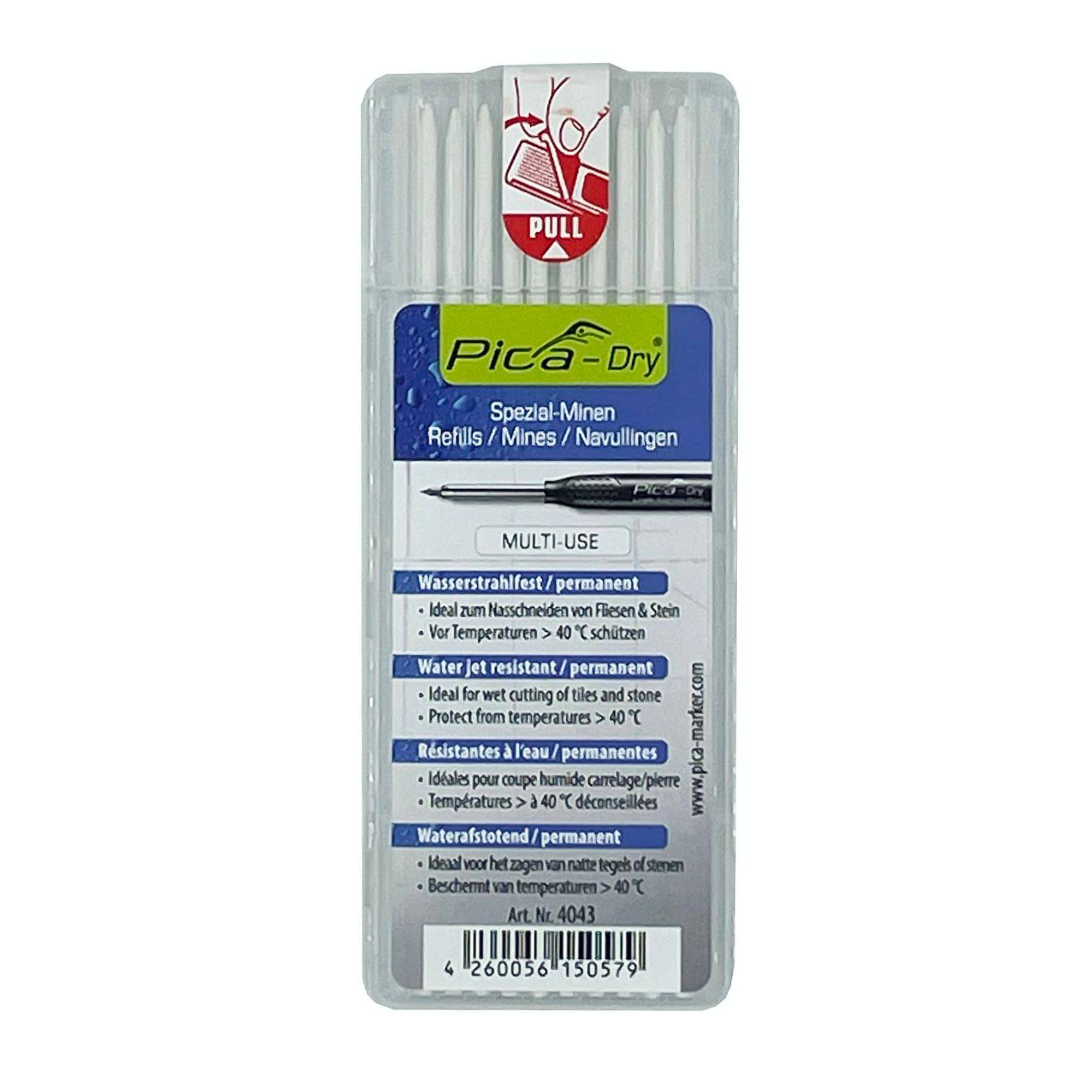 Ersatzminen 'PICA®-DRY' wasserstrahlfest, Weiss / Pack a 10 Stück