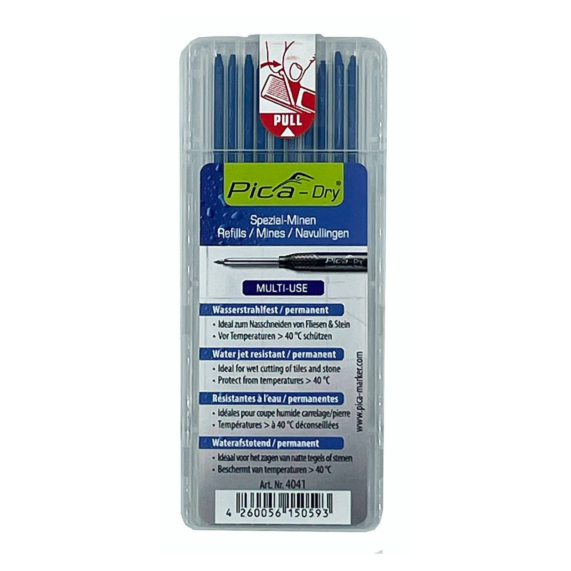 Ersatzminen 'PICA®-DRY' wasserstrahlfest, Blau / Pack a 10 Stück