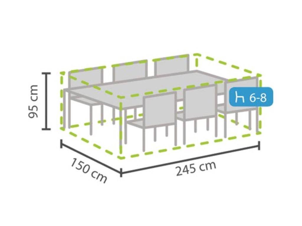 Perel Auenabdeckung fr rechteckige Gartengarnitur - 245x150x95cm