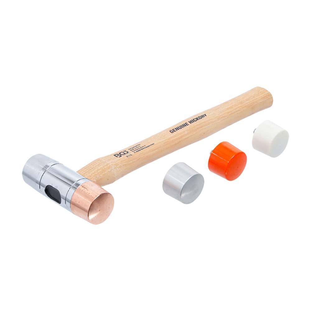 Wechselkopf-Hammer - Hickory-Stiel - mit 5 wechselbaren Köpfen - Kopf-Ø 35 mm - Länge 305 mm