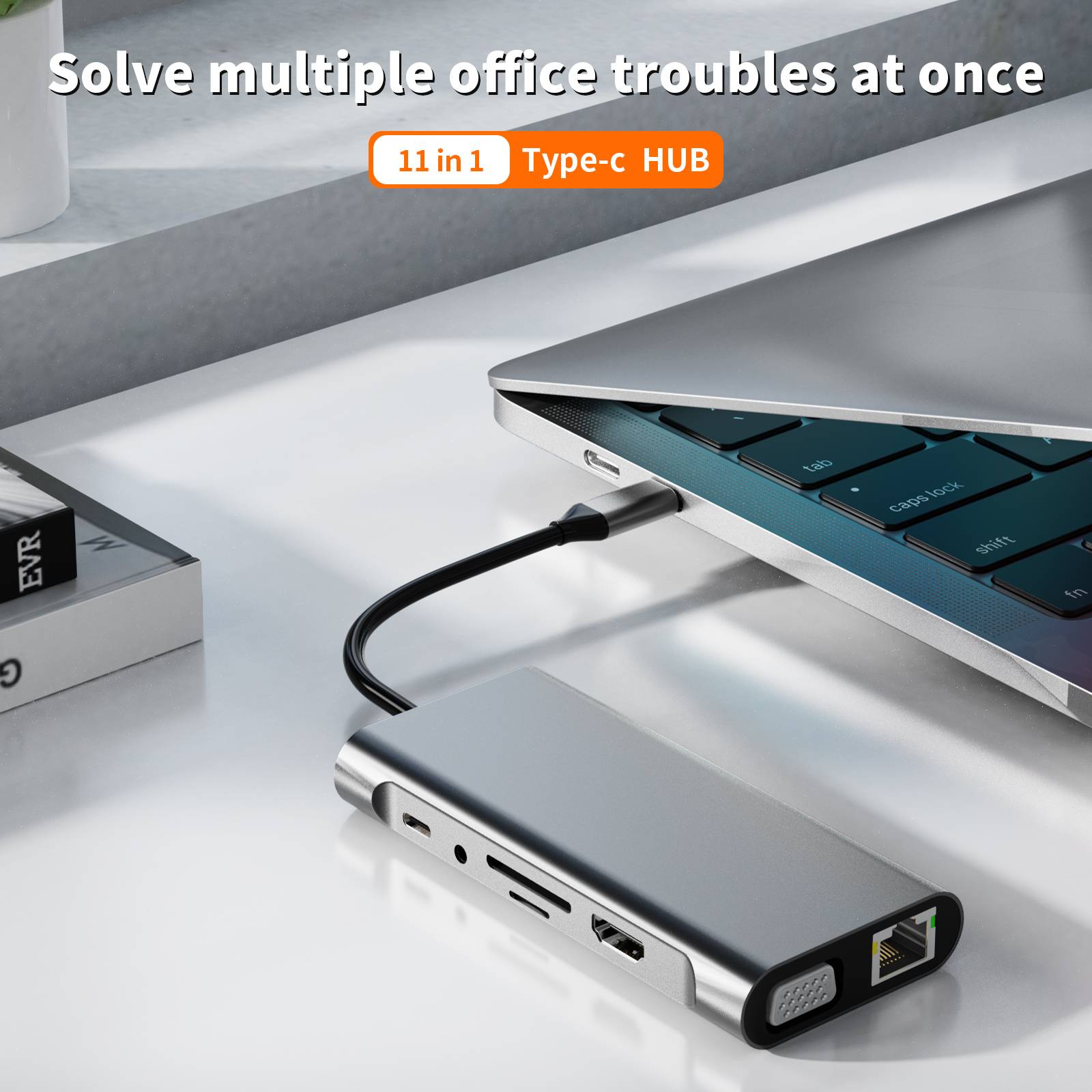 ENGELMANN USB-C Hub Dockingstation-11 | USB-C zu HDMI, USB 3.0, SD/TF, VGA, USB-C, LAN