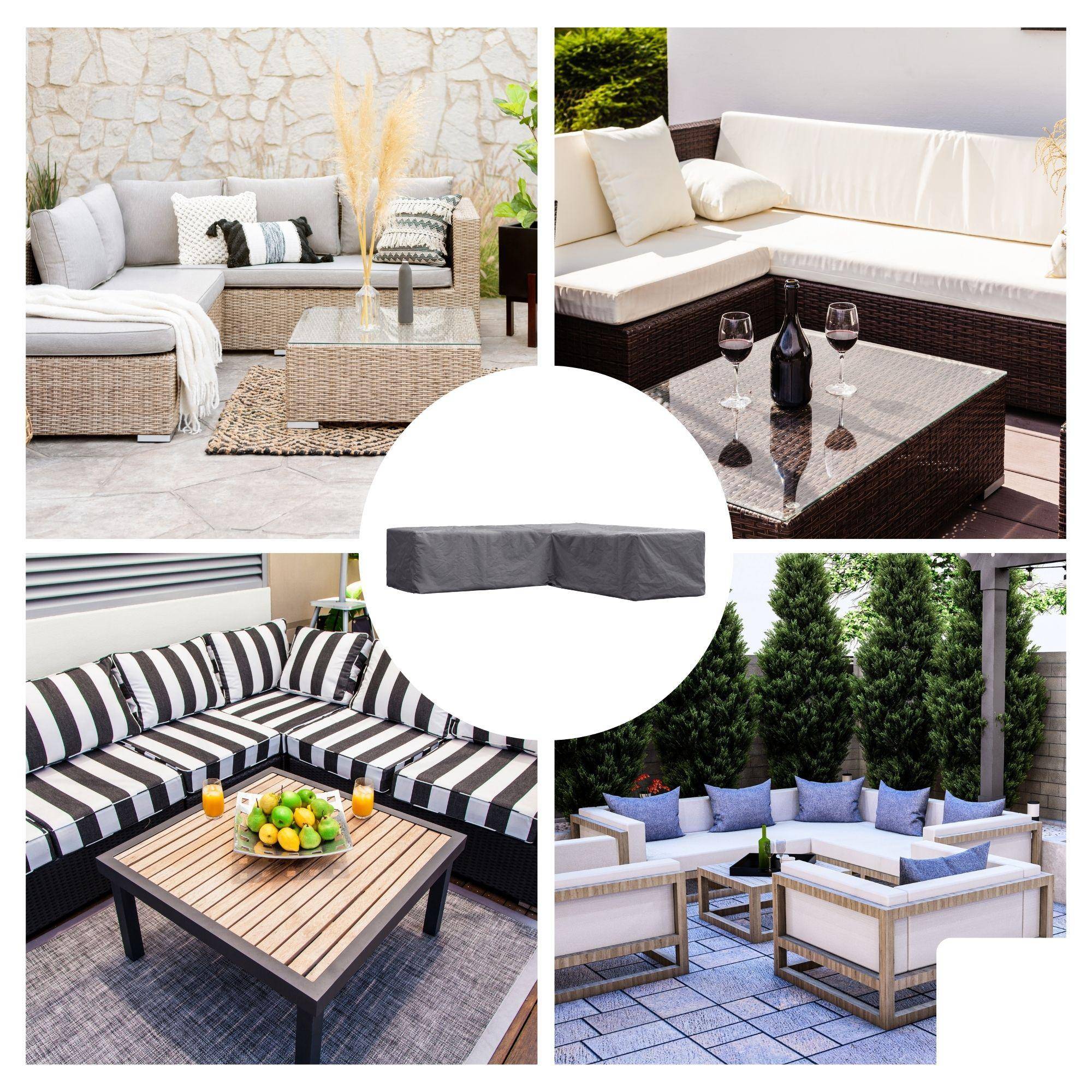 Perel Außenhülle für L-förmiges Loungeset - 250x250x70cm