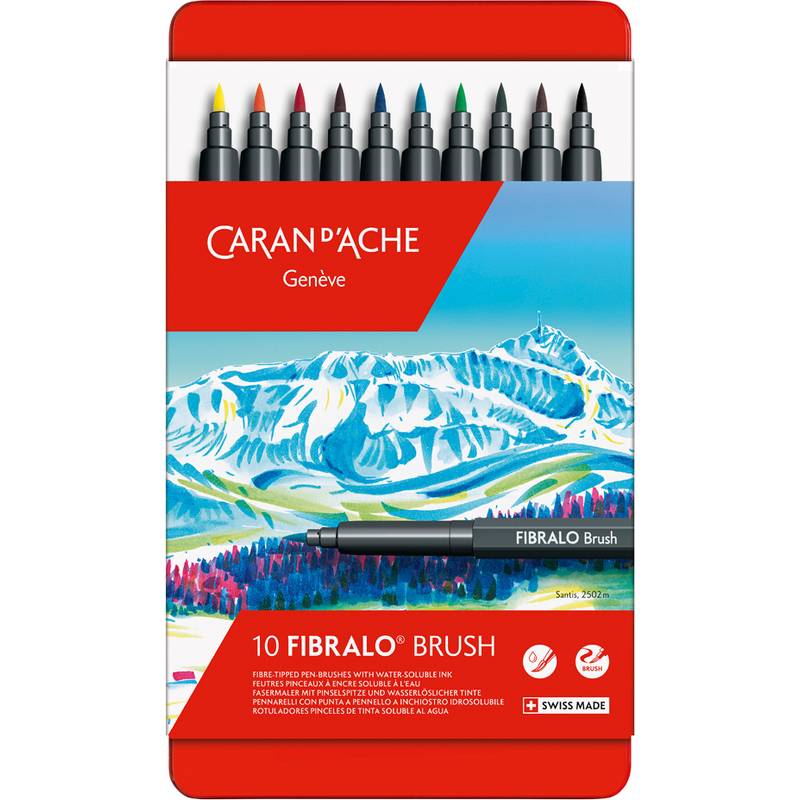 CARAN D'ACHE Fasermaler FIBRALO Brush, 10er Metalletui