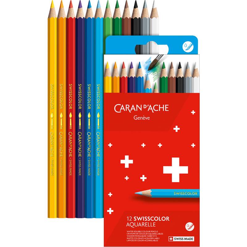CARAN D'ACHE Buntstifte SWISSCOLOR Aquarelle,12er Kartonetui