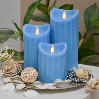 LED Kerze Echtwachskerze mit Timer Ø9,5cm Echtes Wachs 23cm Blau Tropfendesign mit Flammen-Simulation LED Kerze Echtwachskerze mit Timer Ø9,5cm Echtes Wachs 23cm Blau Tropfendesign mit Flammen-Simulation