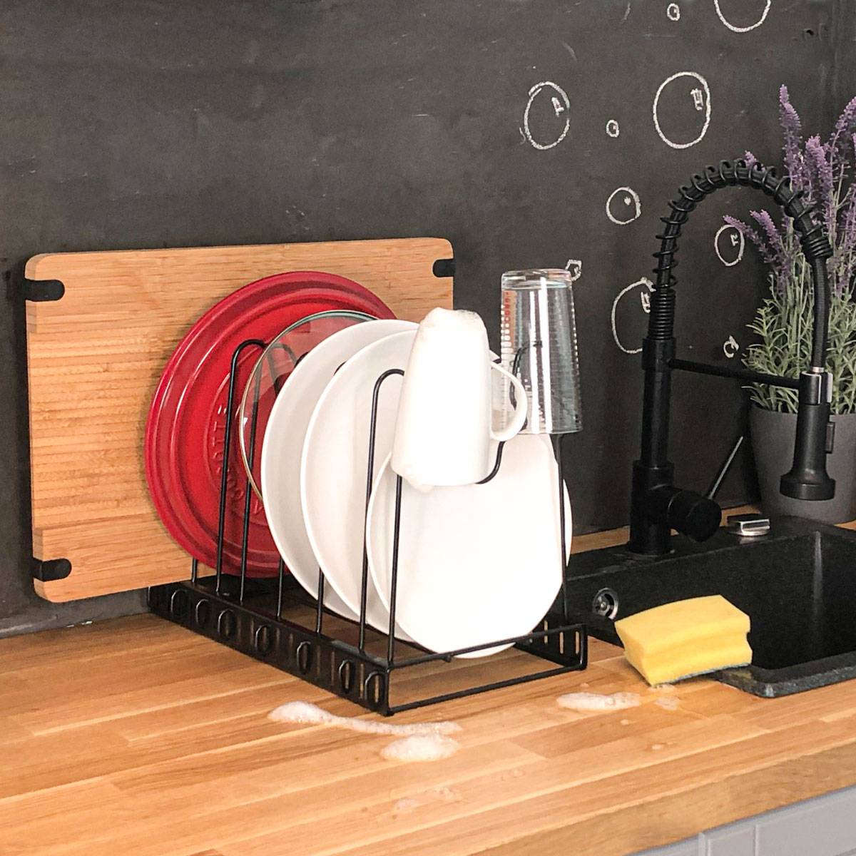 Pfannen Organizer mit 8 Ablagen Topfdeckel Aufbewahrung Küche Topf Regal