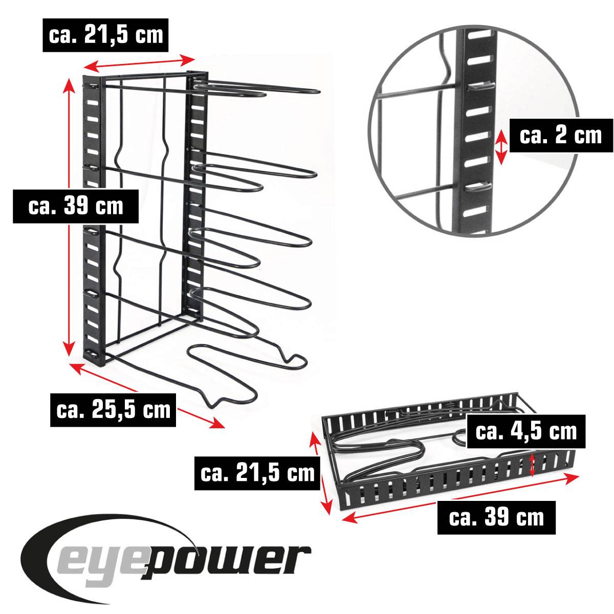 Pfannen Regal 4 Ablagen - 38x21x25 Deckel Organizer Küche Zubehör Topf Organizer