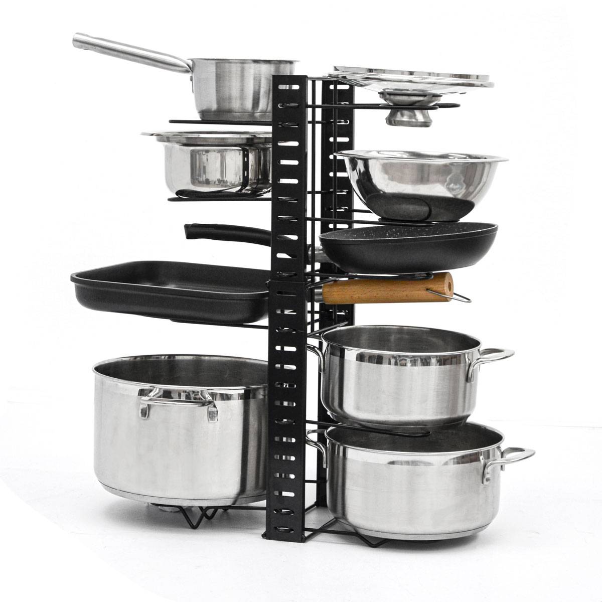 Teleskop Pfannen Organizer mit 12 Ablagen - Topfdeckel Aufbewahrung Topf Regal