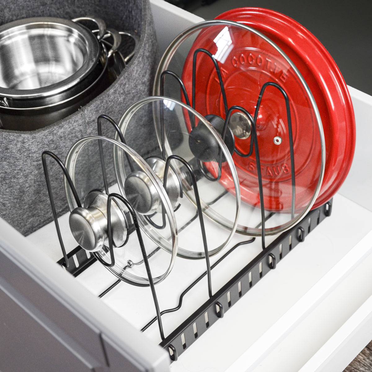 Pfannen Organizer mit 5 Ablagen Topfdeckel Aufbewahrung Küche Topf Regal
