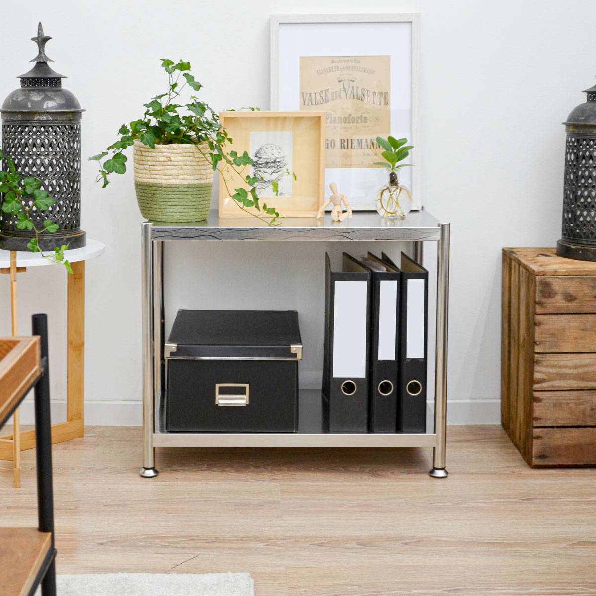 2 Ebenen Edelstahl Regal - 61x36x50 Schwerlastregal bis 60kg - Metallregal Küche