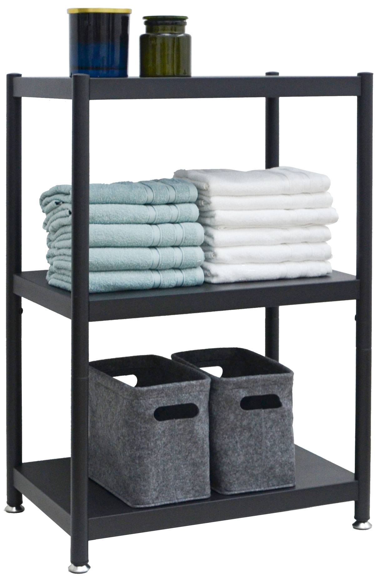 Industrial Design Metallregal 61x41x90 Standregal 3 Ebenen Metall Regal Schwarz