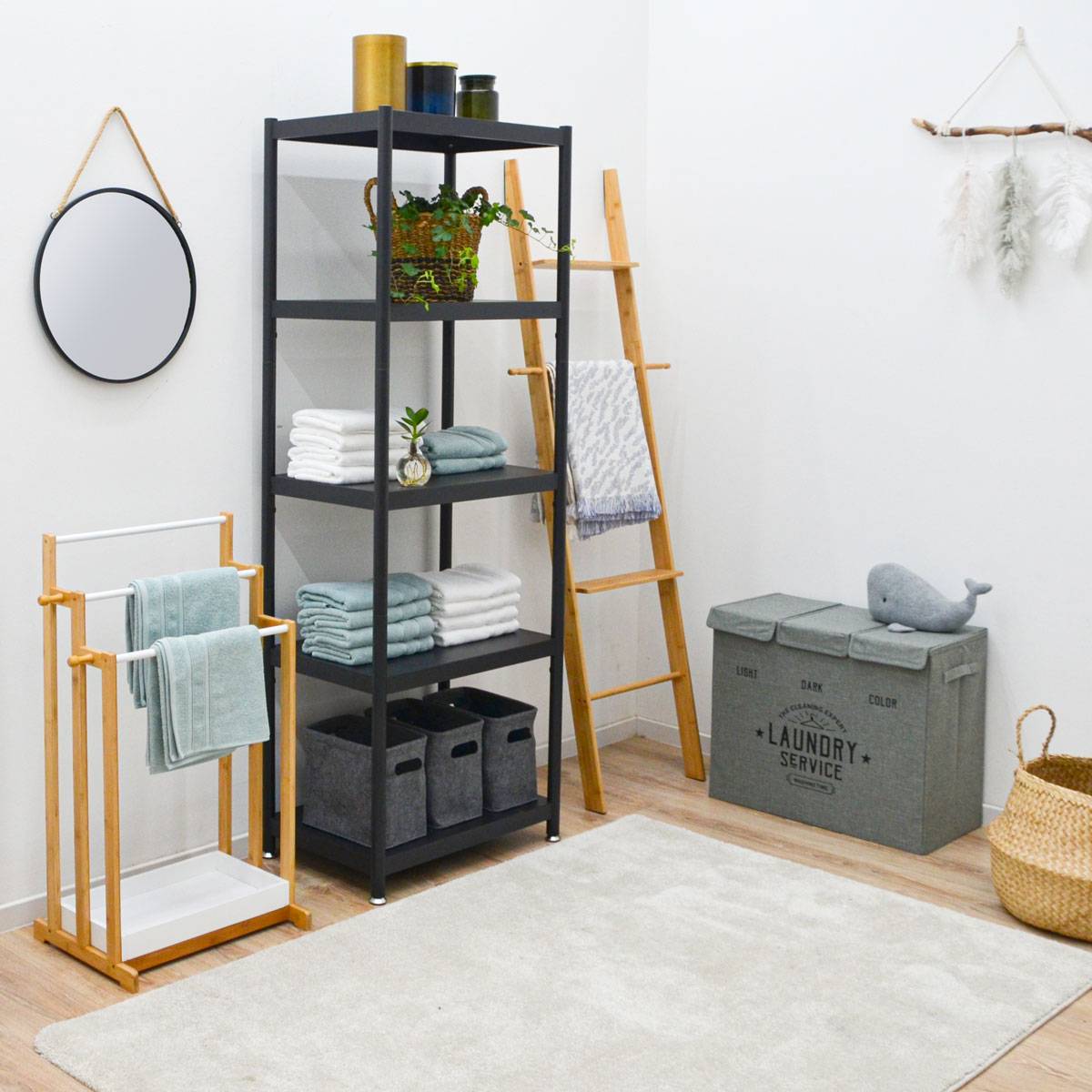 Industrial Design Metallregal 61x41x170 Standregal 5 Ebenen Metall Regal Schwarz