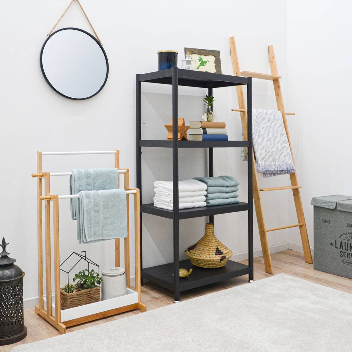 Industrial Design Metallregal 61x41x130 Standregal 4 Ebenen Metall Regal Schwarz