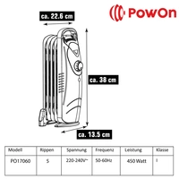 450W Ölradiator Energiesparend 5 Rippen 23x14x38 Heizkörper Radiator Elektrisch 450W Ölradiator Energiesparend 5 Rippen 23x14x38 Heizkörper Radiator Elektrisch