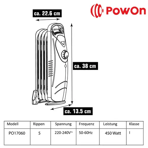 450W Ölradiator Energiesparend 5 Rippen 23x14x38 Heizkörper Radiator Elektrisch 450W Ölradiator Energiesparend 5 Rippen 23x14x38 Heizkörper Radiator Elektrisch