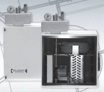 Sole-Erdwärmetauscher mit Energieeffizienzpumpe und Steuerung Pluggit