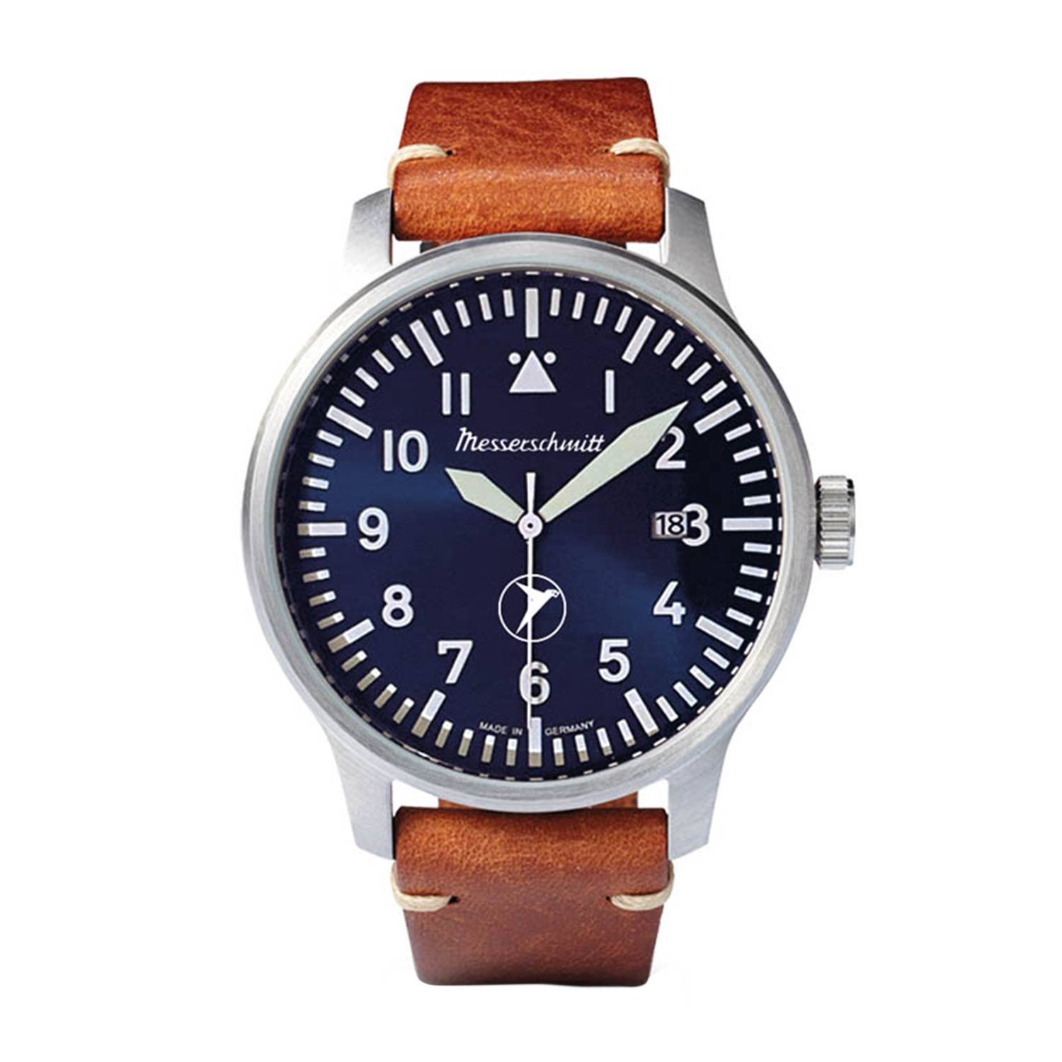 Messerschmitt Herrenuhr ME-6332BLVin, Quarz, blaues Zifferblatt, Lederband