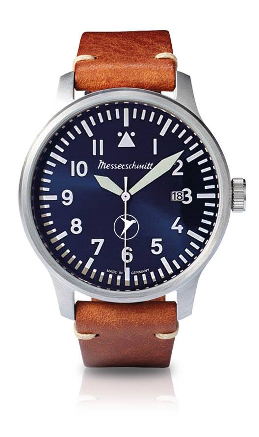 Messerschmitt Herrenuhr ME-6332BLVin, Quarz, blaues Zifferblatt, Lederband